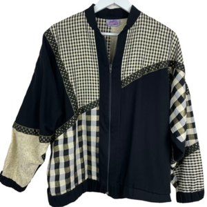 Vintage SOUTHERN STITCHES AND MORE Womens L Patchwork Jacket Long Sleeve Zip Up